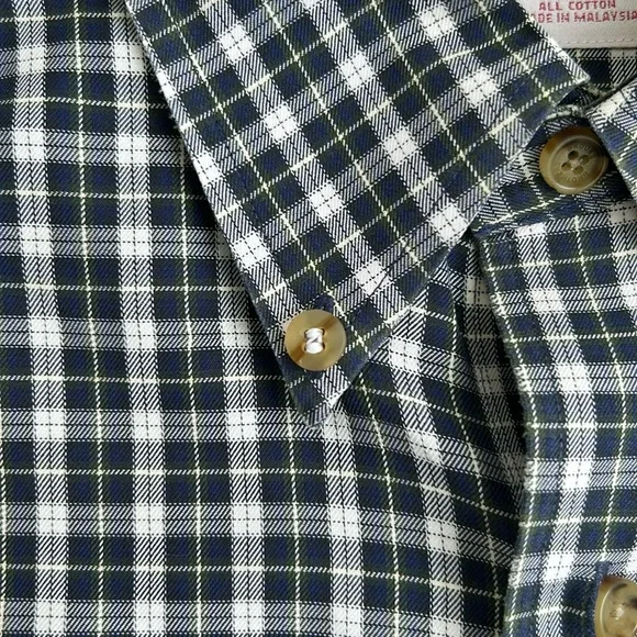 Vintage Brooks Brothers 90s Navy Plaid Button-Down Dress Casual Shirt Men Large - Picture 3 of 10